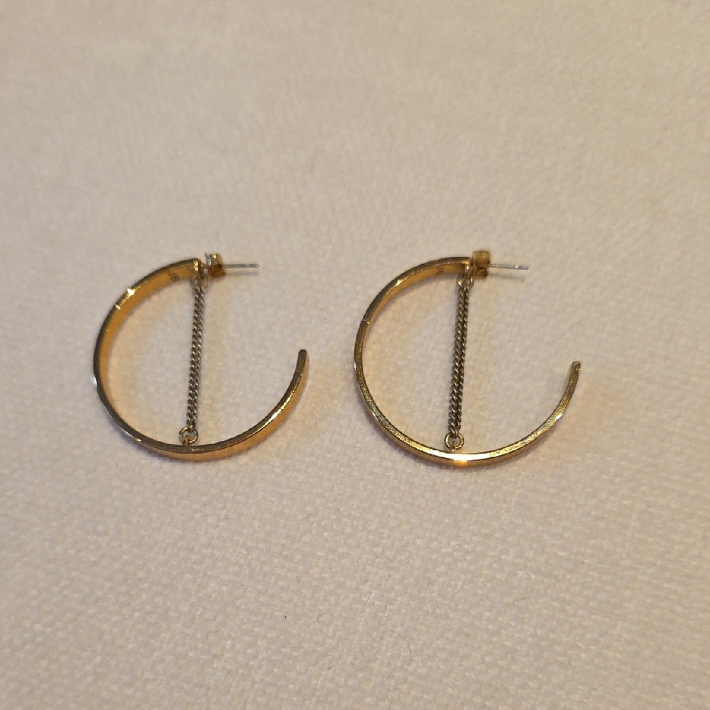 Jenny Bird Hoop & Chain Gold Tone Earrings